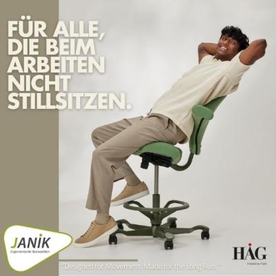 HÅG Capisco unterstützt Bewegung, Positionswechsel und neue Arbeitsroutinen.